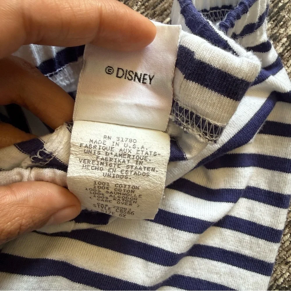 Vintage 90s Mickey Mouse The Disney Store Striped Shirt & Shorts Set Kids 6X